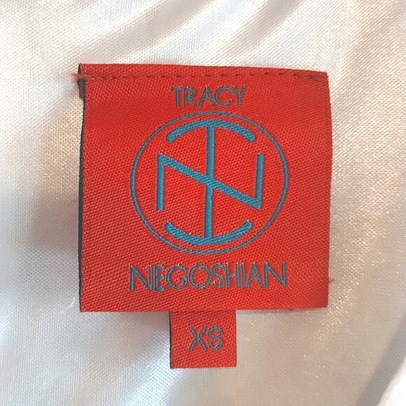 Tracy Negoshian Embroidered Floral White Sheer Chiffon Shift Pencil Dress XS - Picture 3 of 13